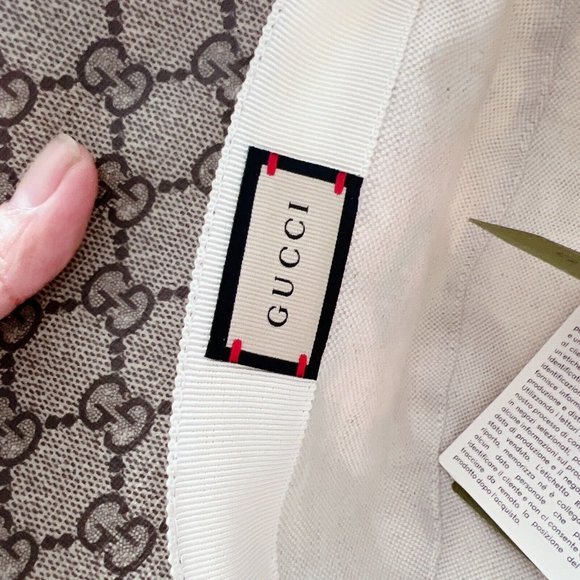 NEW Gucci Apple Supreme Logo Fedora Basket Hat Coated Canvas Beige Ebony Size S - Picture 9 of 14